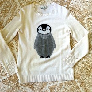 Neiman Marcus Womens 100% Pure Cashmere penguin cream Sweater Sz M ribbed Hem